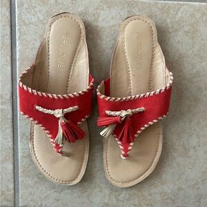 AEROSOLES Red and Cream Tassel Sandals